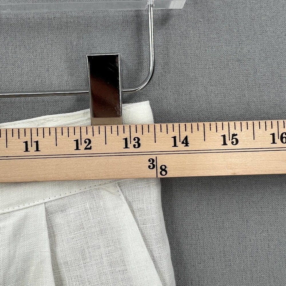 ENZA COSTA Tapered Pleated Pant Womens 25 White Linen Trouser Undyed High Waist - Picture 13 of 16